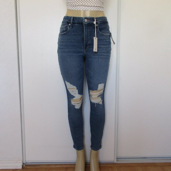 New GOOD AMERICAN Jeans Size 8/29 Distressed Skinny Denim - Picture 2 of 14